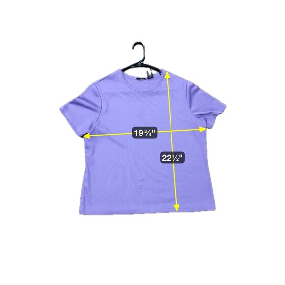 Ribbed Short Sleeve Top Purple Sz Large Stretch Polyester Blend Casual Basic - Picture 6 of 9